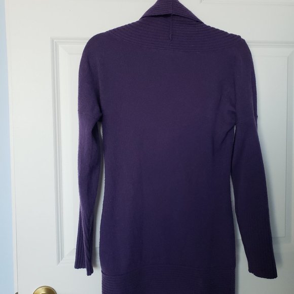 Athleta Cashmere Teton Funnel Cowl Neck Long Sleeve Purple Tunic Sweater - Picture 3 of 10